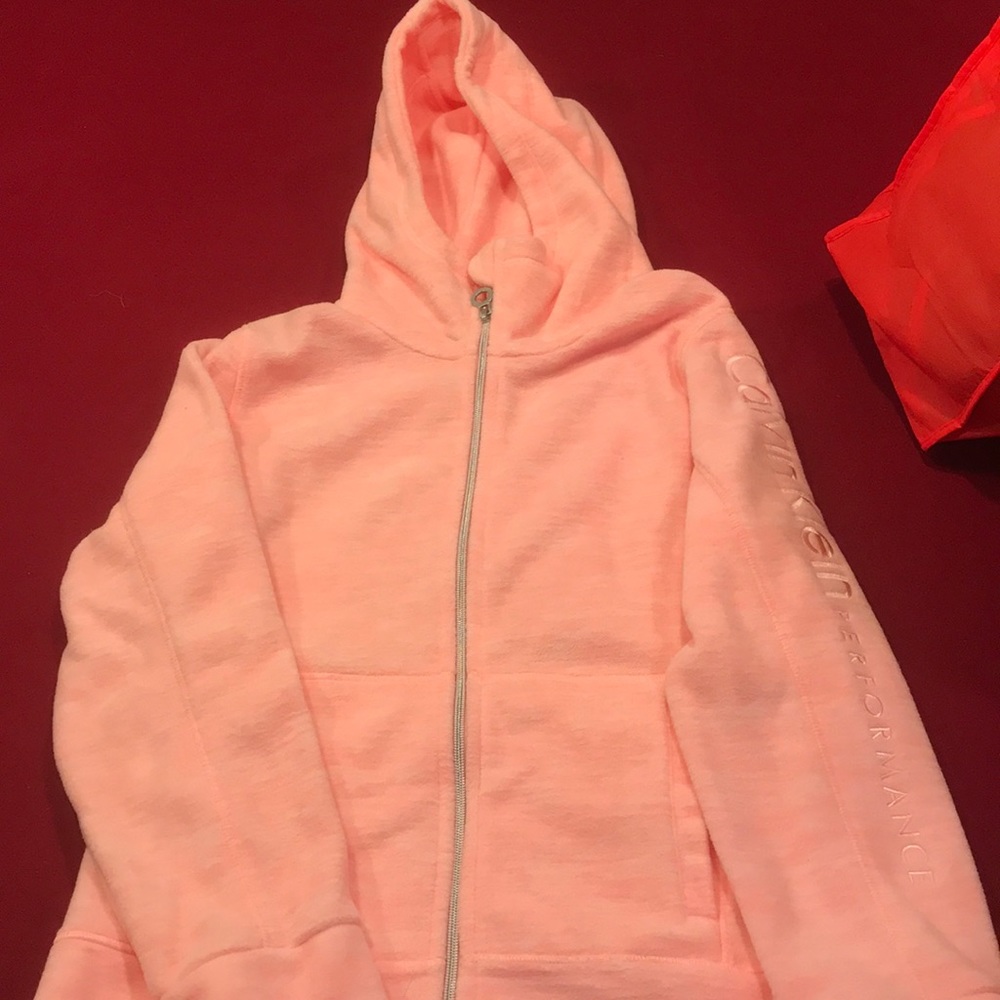 Pink Calvin Klein zip up hoodie